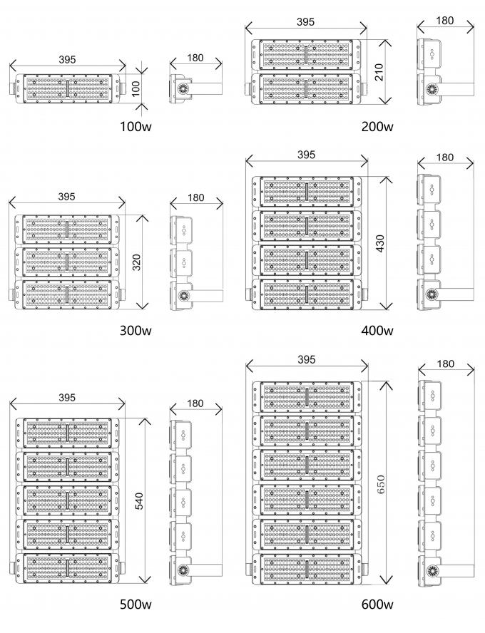 100w-1200w স্পোর্টস স্টেডিয়াম জন্য LED বন্যা আলো গলফ কোর্স টানেল বন্যা আলো 10