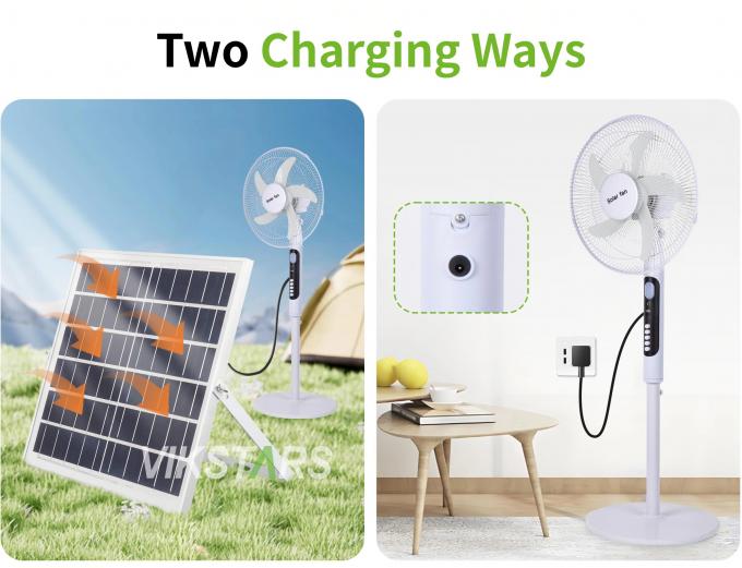 সৌর স্ট্যাণ্ডিং ফ্যান ১৬ ইঞ্চি, আলো সহ, বহিরঙ্গন ক্যাম্পিং এবং মাছ ধরার জন্য বিদ্যুৎ সাশ্রয়ী 8