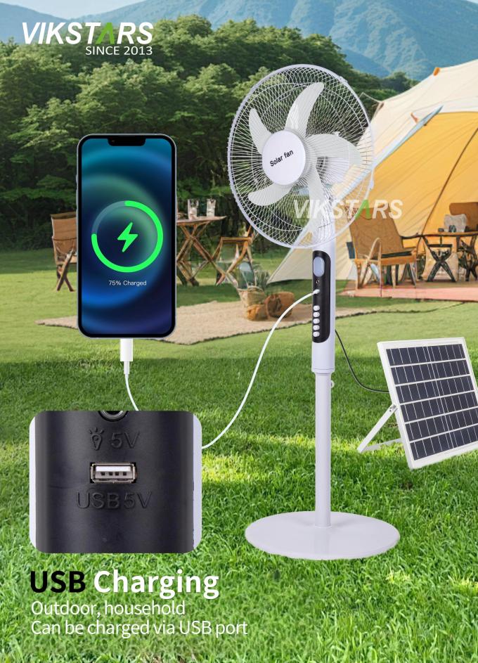 সৌর স্ট্যাণ্ডিং ফ্যান ১৬ ইঞ্চি, আলো সহ, বহিরঙ্গন ক্যাম্পিং এবং মাছ ধরার জন্য বিদ্যুৎ সাশ্রয়ী 11