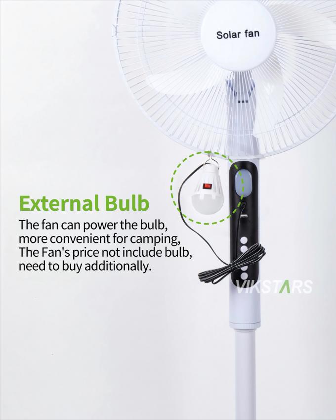 সৌর স্ট্যাণ্ডিং ফ্যান ১৬ ইঞ্চি, আলো সহ, বহিরঙ্গন ক্যাম্পিং এবং মাছ ধরার জন্য বিদ্যুৎ সাশ্রয়ী 13