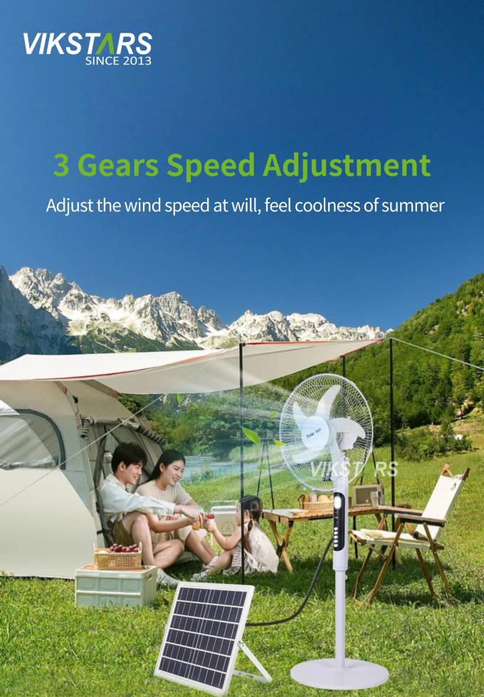 সৌর স্ট্যাণ্ডিং ফ্যান ১৬ ইঞ্চি, আলো সহ, বহিরঙ্গন ক্যাম্পিং এবং মাছ ধরার জন্য বিদ্যুৎ সাশ্রয়ী 14