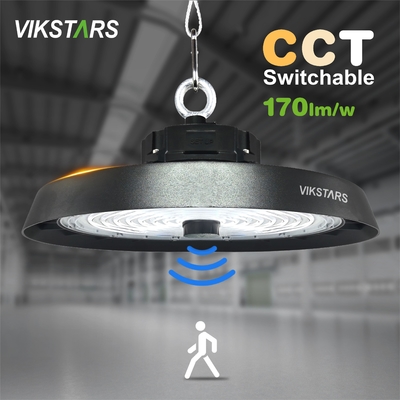 170lm/w উচ্চ লুমেন ইউএফও উচ্চ বে লাইট সমর্থন 3CCT গতি সেন্সর গুদাম শিল্প ল্যাম্প সঙ্গে